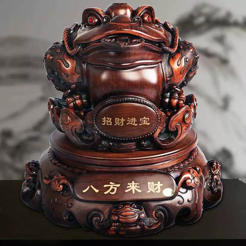 大号黑檀木金蟾摆件 开业乔迁送礼首选，树脂工艺品中的招财镇店之宝